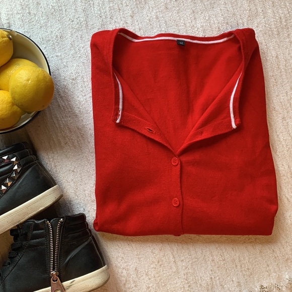 Red Cardigan Sweater - Picture 5 of 5